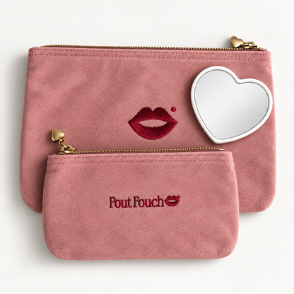 Mirror with Dusty Pink Medium + Mini Pout Pouch Set