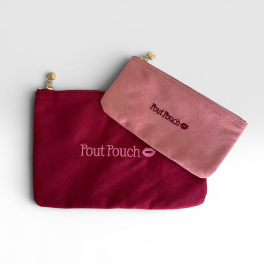 Cherry Red Medium + Dusty Pink Mini Pout Pouch Set