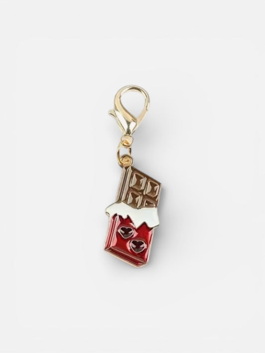 Chocolate bar zipper charm accessory for pout pouch