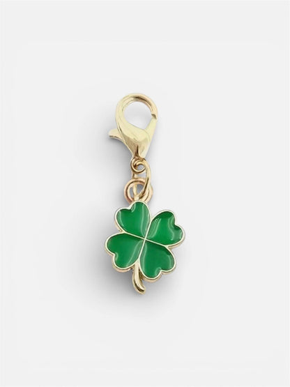 Four leaf clover zipper charm for pouch or handbag