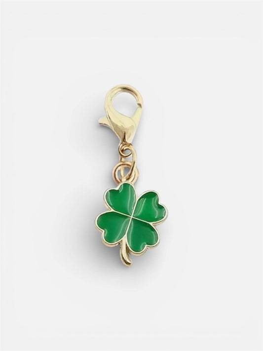 Four leaf clover zipper charm for pouch or handbag