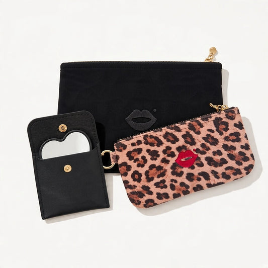 Black Medium + Leopard Print Mini Set