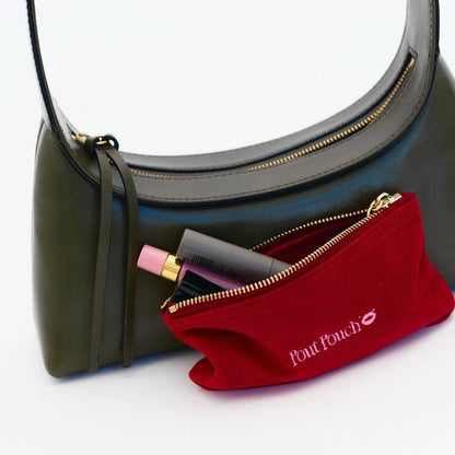Cherry red Pout Pouch velvet makeup pouch organising lipstick inside handbag