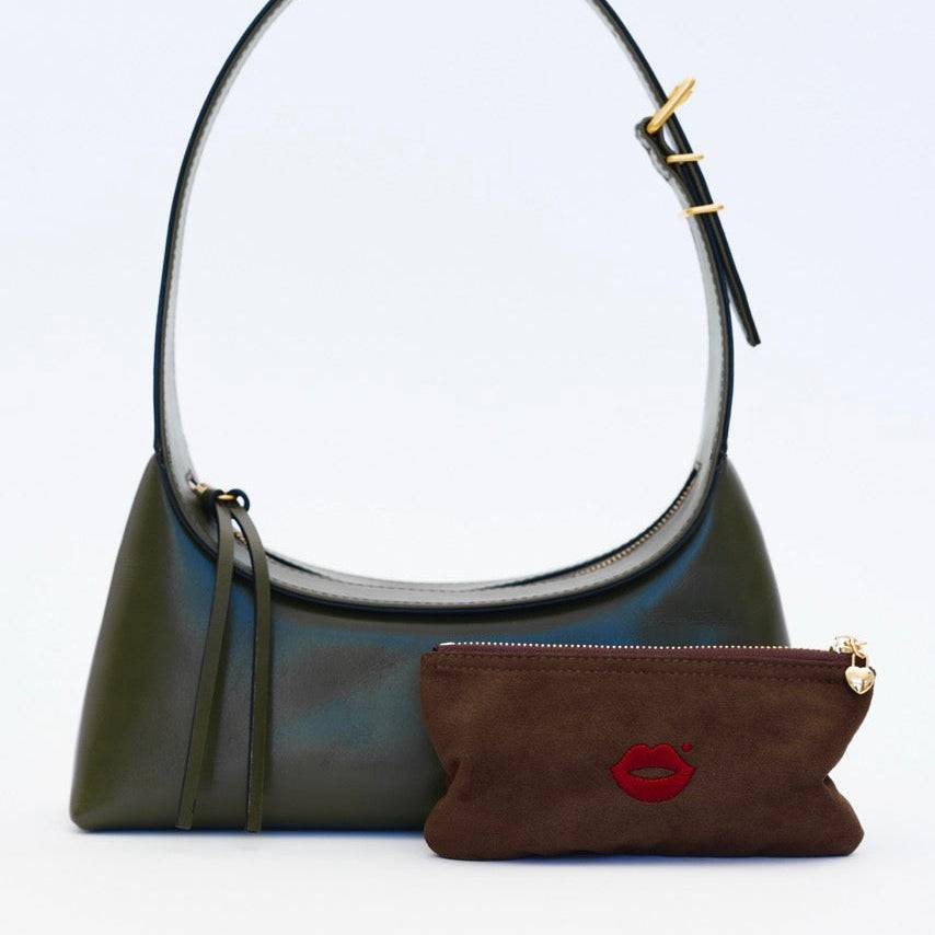 Chocolate Pout Pouch velvet makeup pouch inside handbag