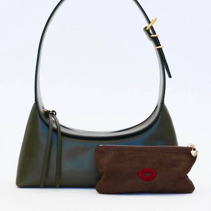 Chocolate Pout Pouch velvet makeup pouch inside handbag