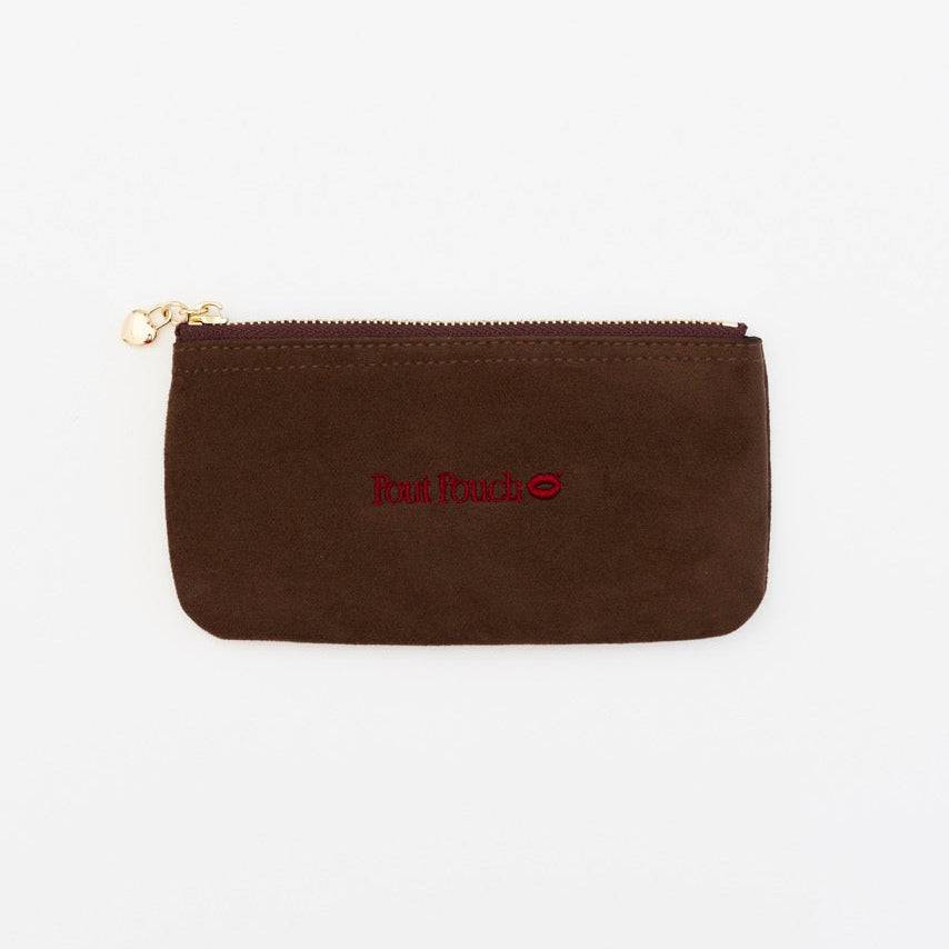 Chocolate Pout Pouch velvet makeup pouch front view