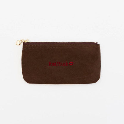 Chocolate Pout Pouch velvet makeup pouch front view