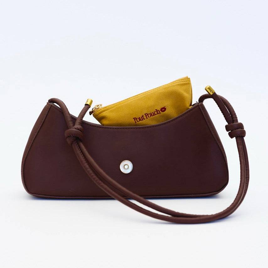 Mustard Pout Pouch velvet makeup pouch inside handbag