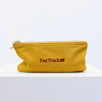 Mustard Pout Pouch velvet makeup pouch front view