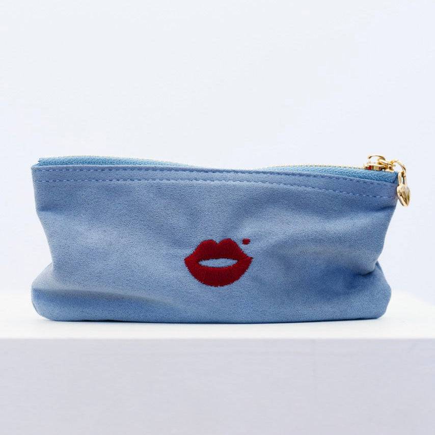 Powder blue Pout Pouch velvet lipstick and makeup pouch