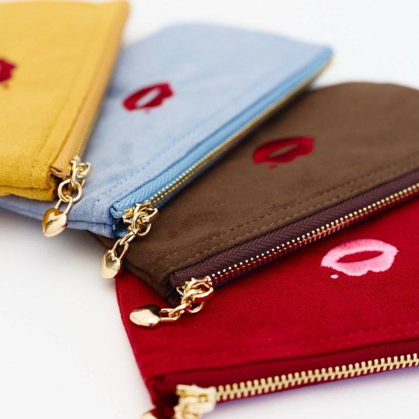 Pout Pouch velvet makeup pouch collection in multiple colours
